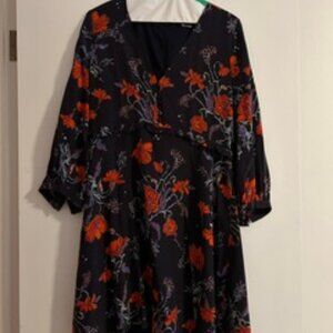 Dark Floral Madewell Long Sleeved Dress